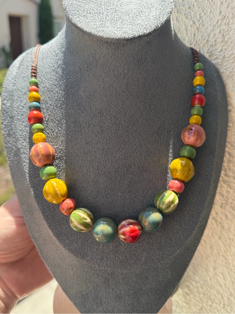 Multicolor Ceramic Beaded Necklace - Women Jewelry - Picture 2 of 4